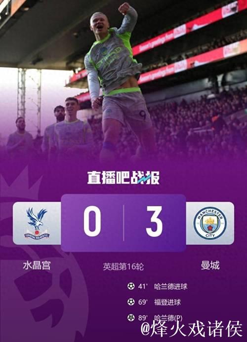 热闻|福登贴地斩，哈兰德双响！曼城客场3-0完胜水晶宫距榜首2分